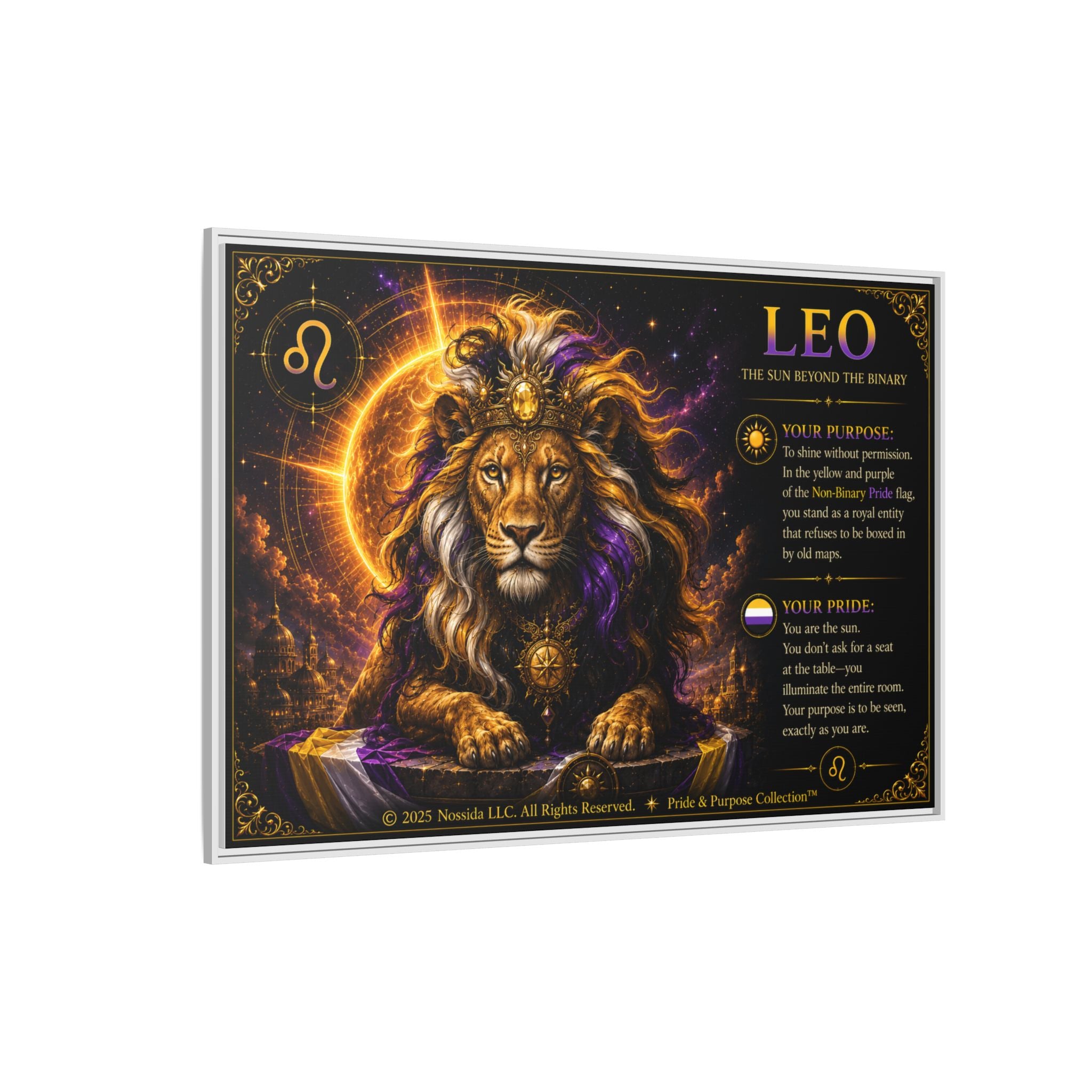 Pride of Birth™ LEO  The Sun Beyond the Binary  Framed Matte Canvas Wall Art