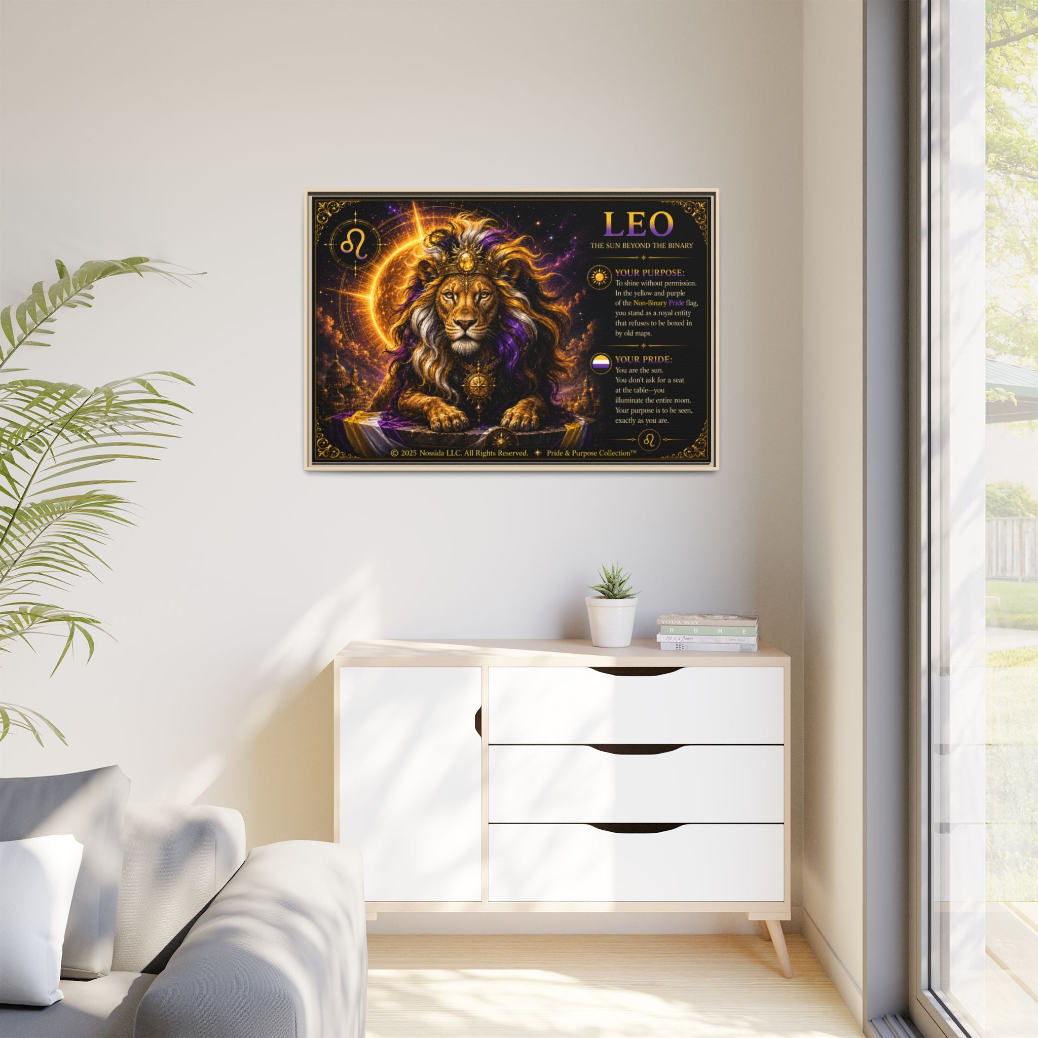 Pride of Birth™ LEO  The Sun Beyond the Binary  Framed Matte Canvas Wall Art