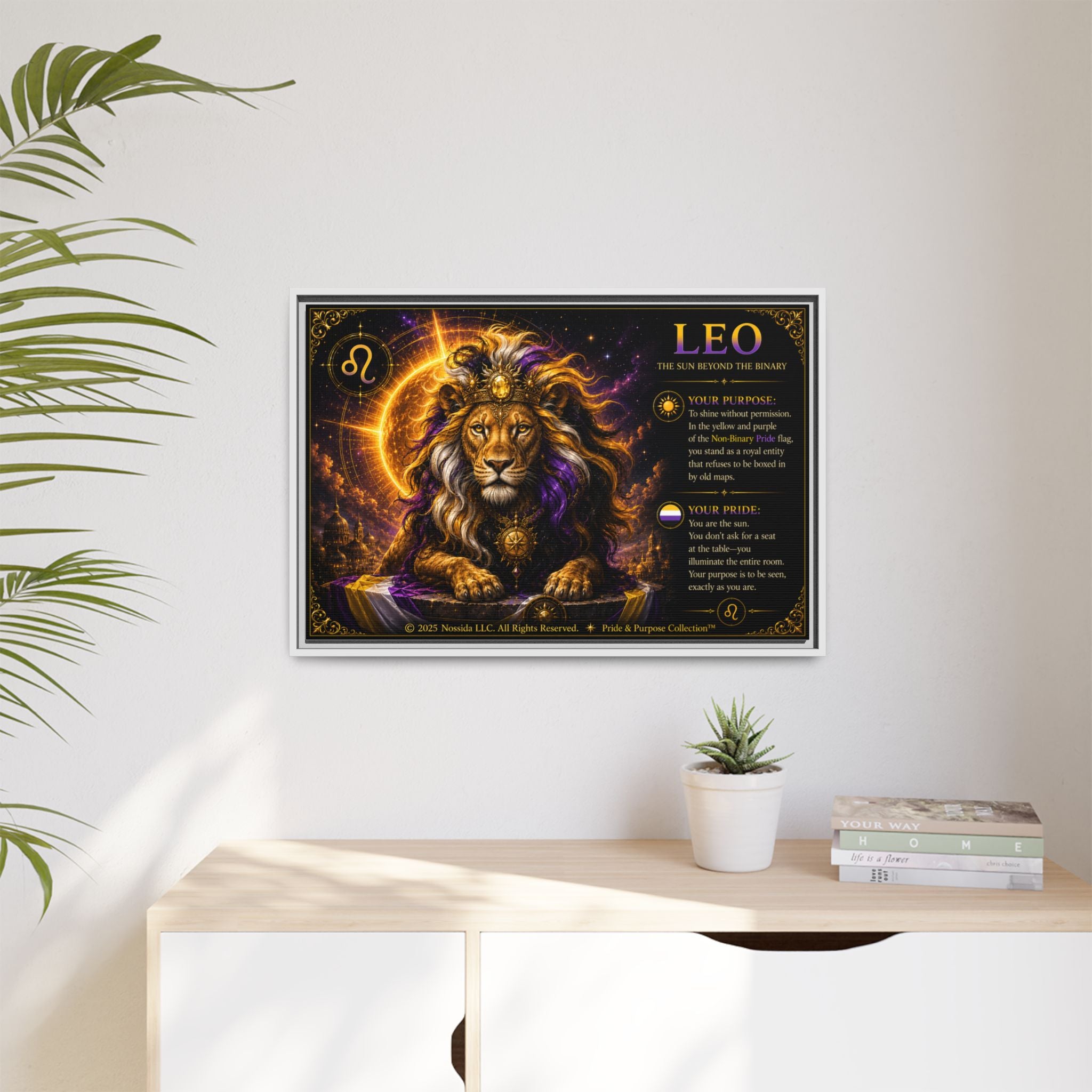 Pride of Birth™ LEO  The Sun Beyond the Binary  Framed Matte Canvas Wall Art