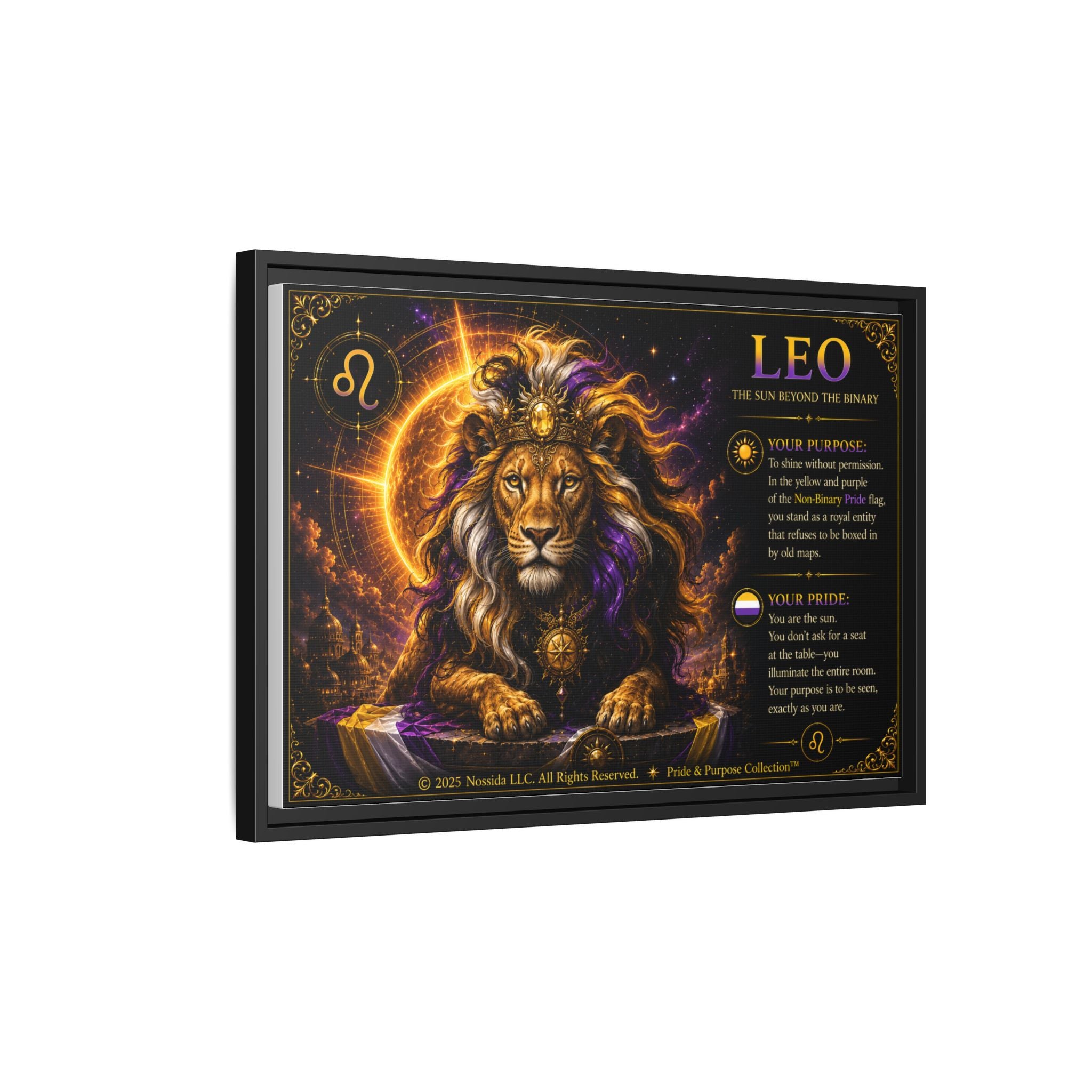 Pride of Birth™ LEO  The Sun Beyond the Binary  Framed Matte Canvas Wall Art