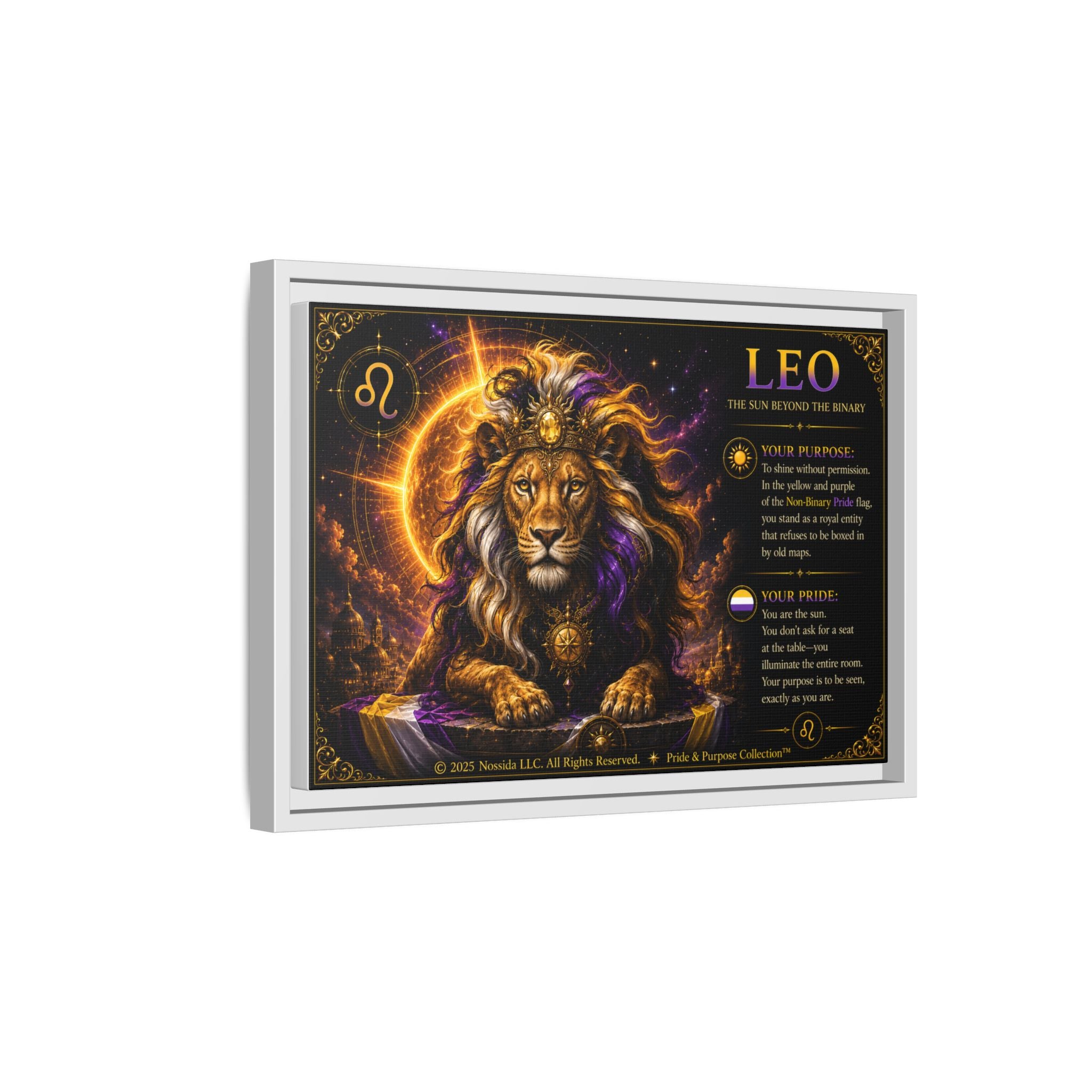 Pride of Birth™ LEO  The Sun Beyond the Binary  Framed Matte Canvas Wall Art