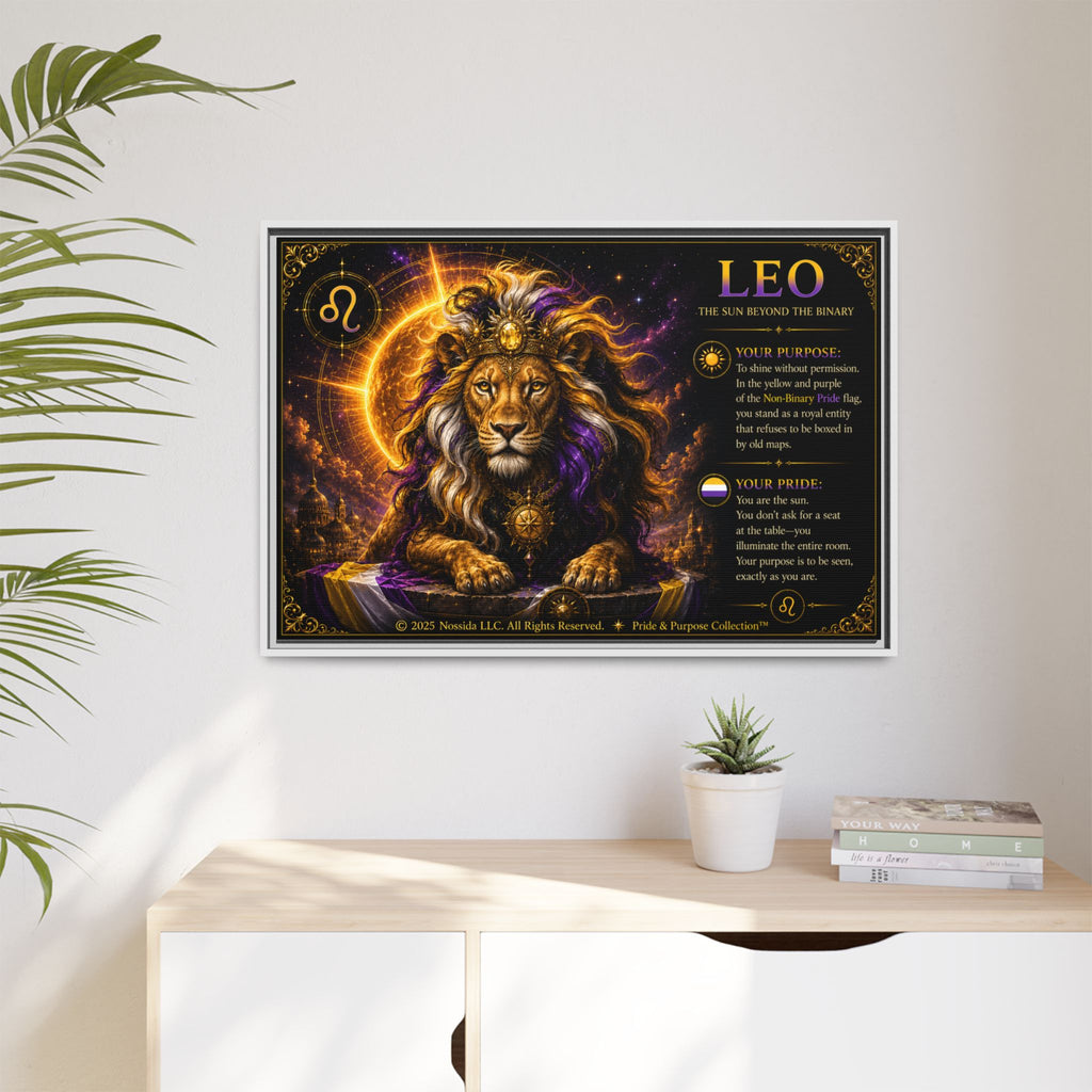 Pride of Birth™ LEO  The Sun Beyond the Binary  Framed Matte Canvas Wall Art
