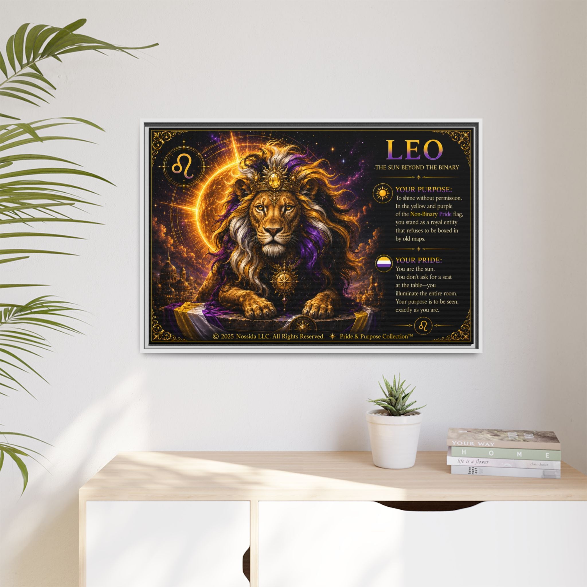Pride of Birth™ LEO  The Sun Beyond the Binary  Framed Matte Canvas Wall Art