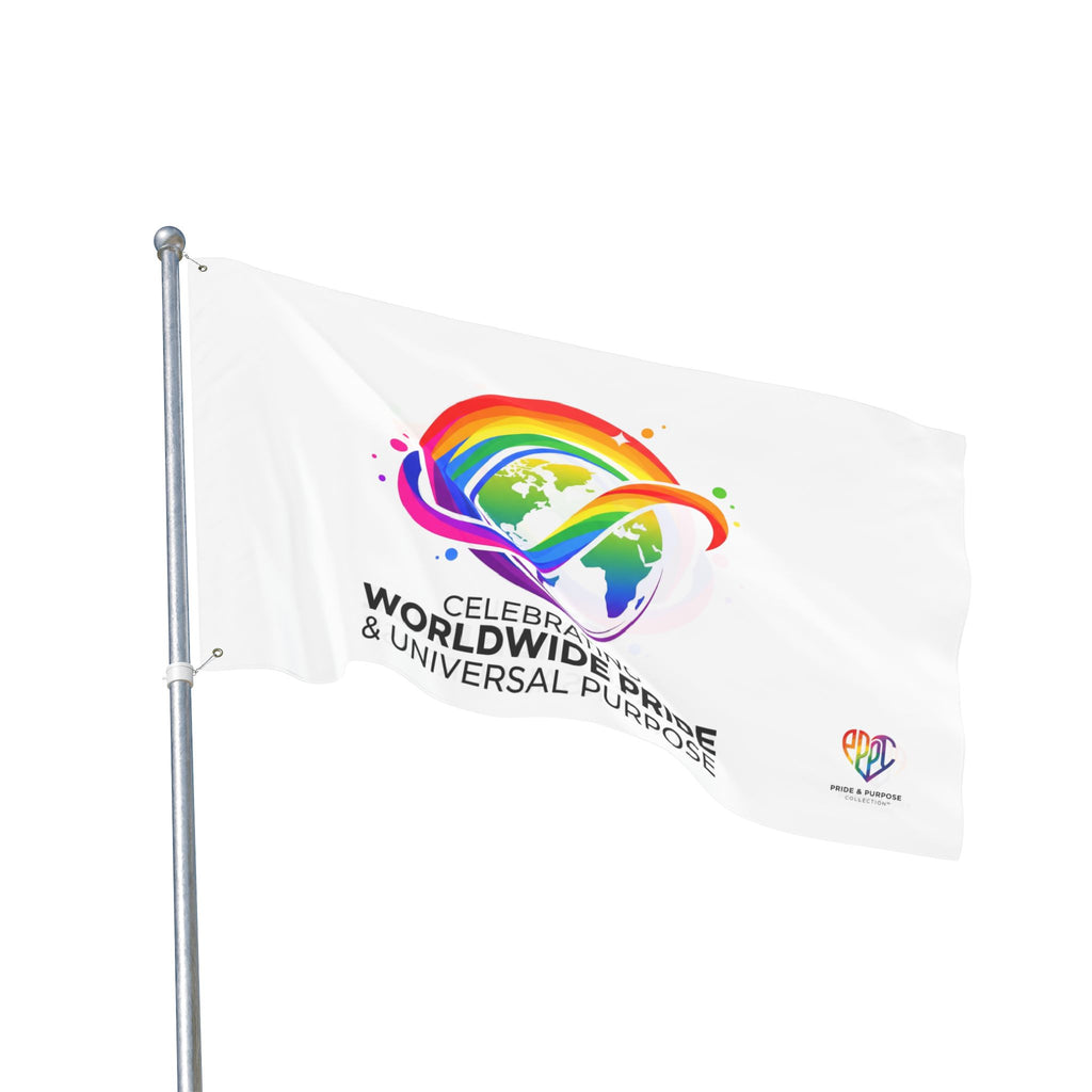 Celebrating Worldwide Pride & Universal Purpose™ Premium House Flag | Pride Affirmation
