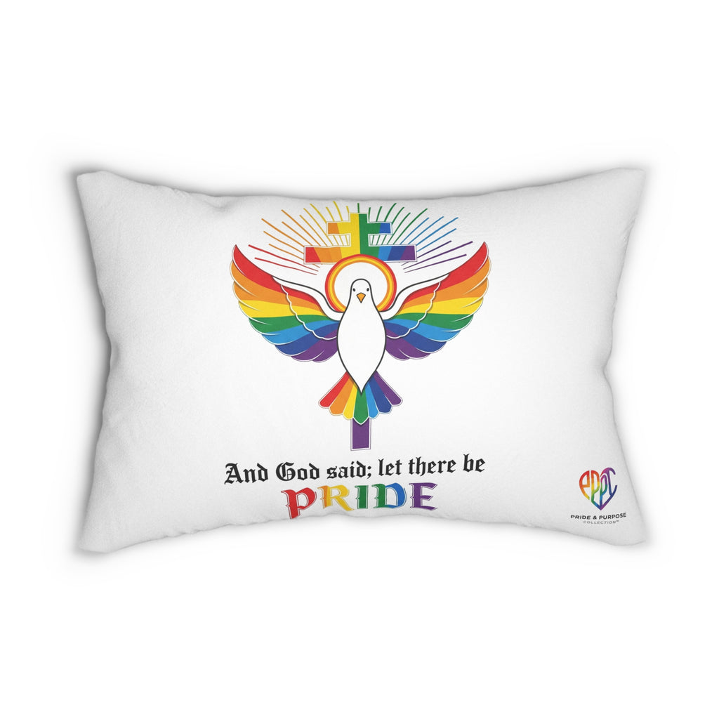 And God Said; Let There Be Pride™ Premium Lumbar Pillow | LGBTQ+ Faith Home Décor