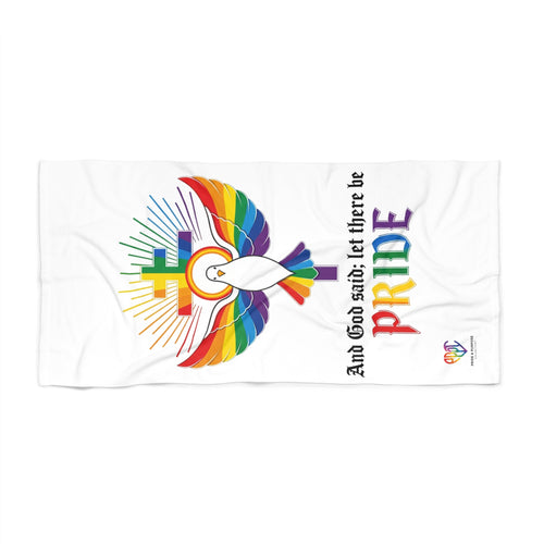 And God Said; Let There Be Pride™ Premium Beach Towel | LGBTQ+ Faith Summer