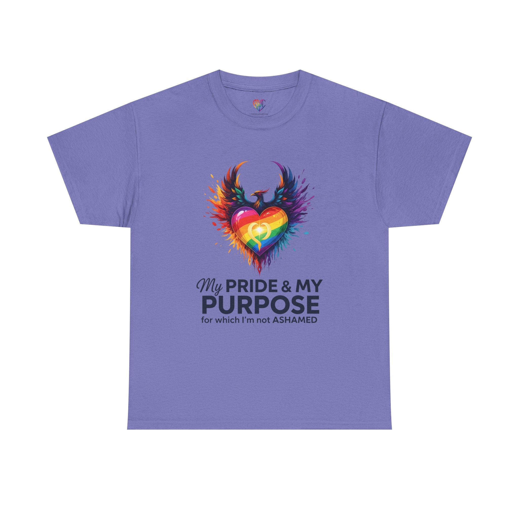 My Pride & My Purpose™ Phoenix Heart Heavy Cotton T-Shirt | LGBTQ+ Pride
