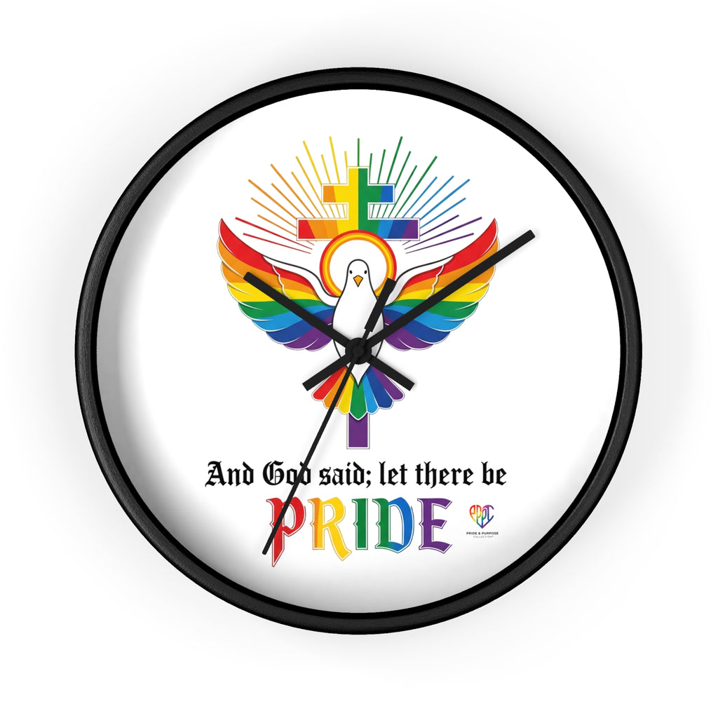 And God Said; Let There Be Pride™ Rainbow Dove Christian Pride Wall Clock