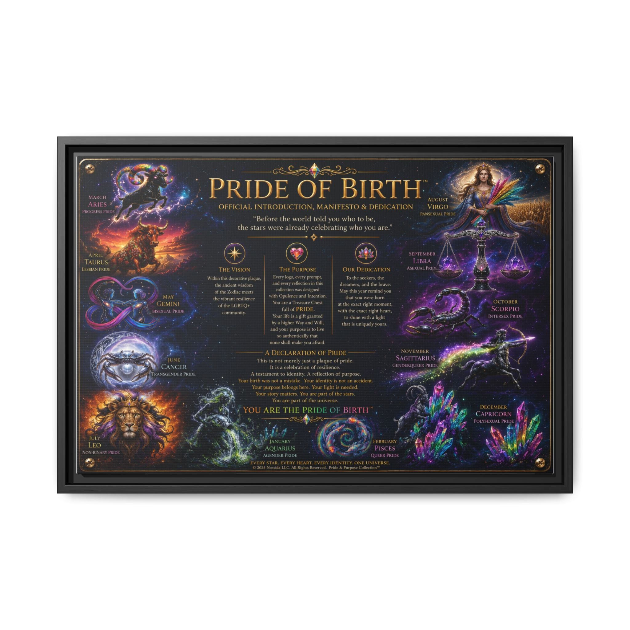 "Pride of Birth™ – Signature Legacy Canvas"™  Matte Canvas Framed Art