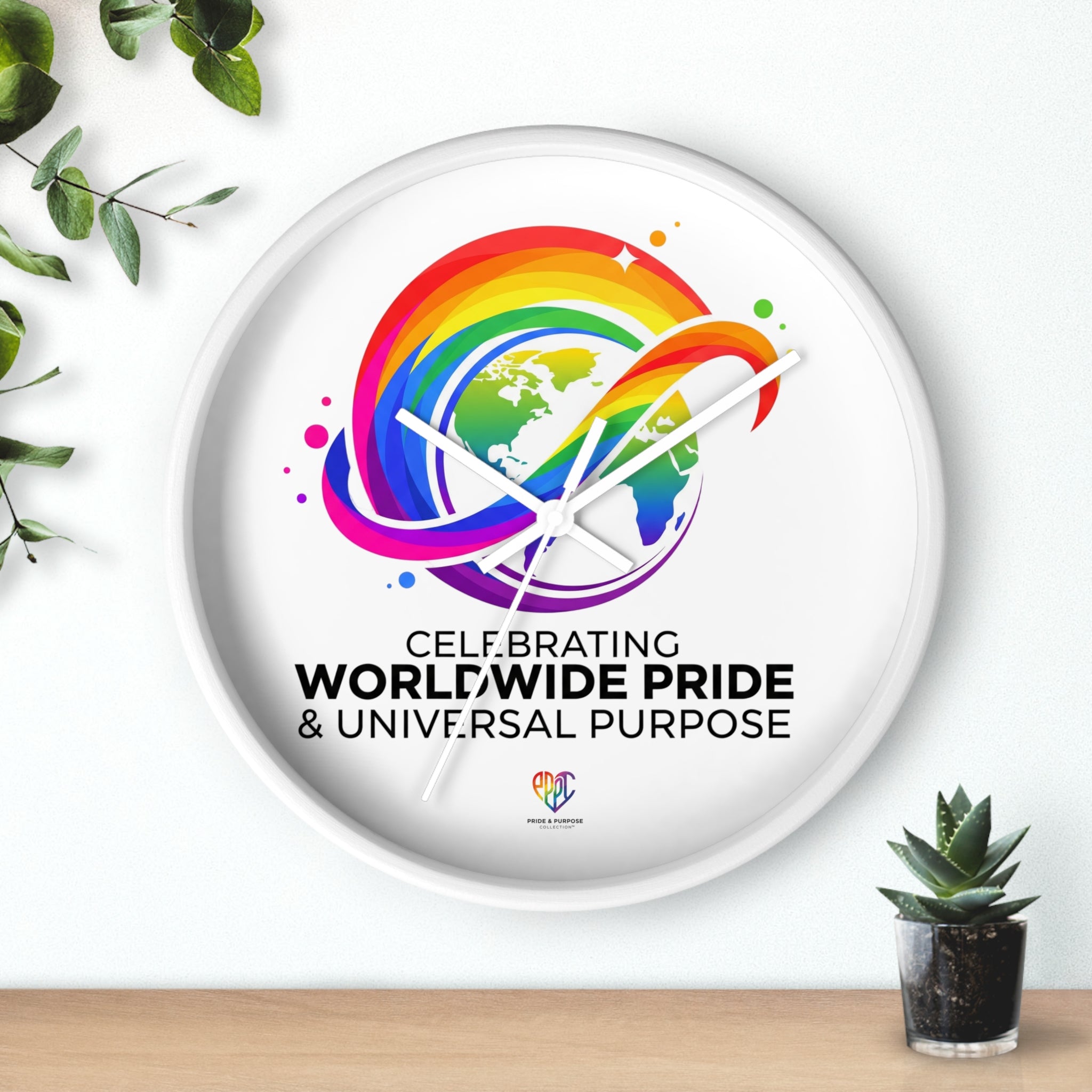 Worldwide Pride™ Rainbow Globe Inspirational Wall Clock | Pride Affirmation