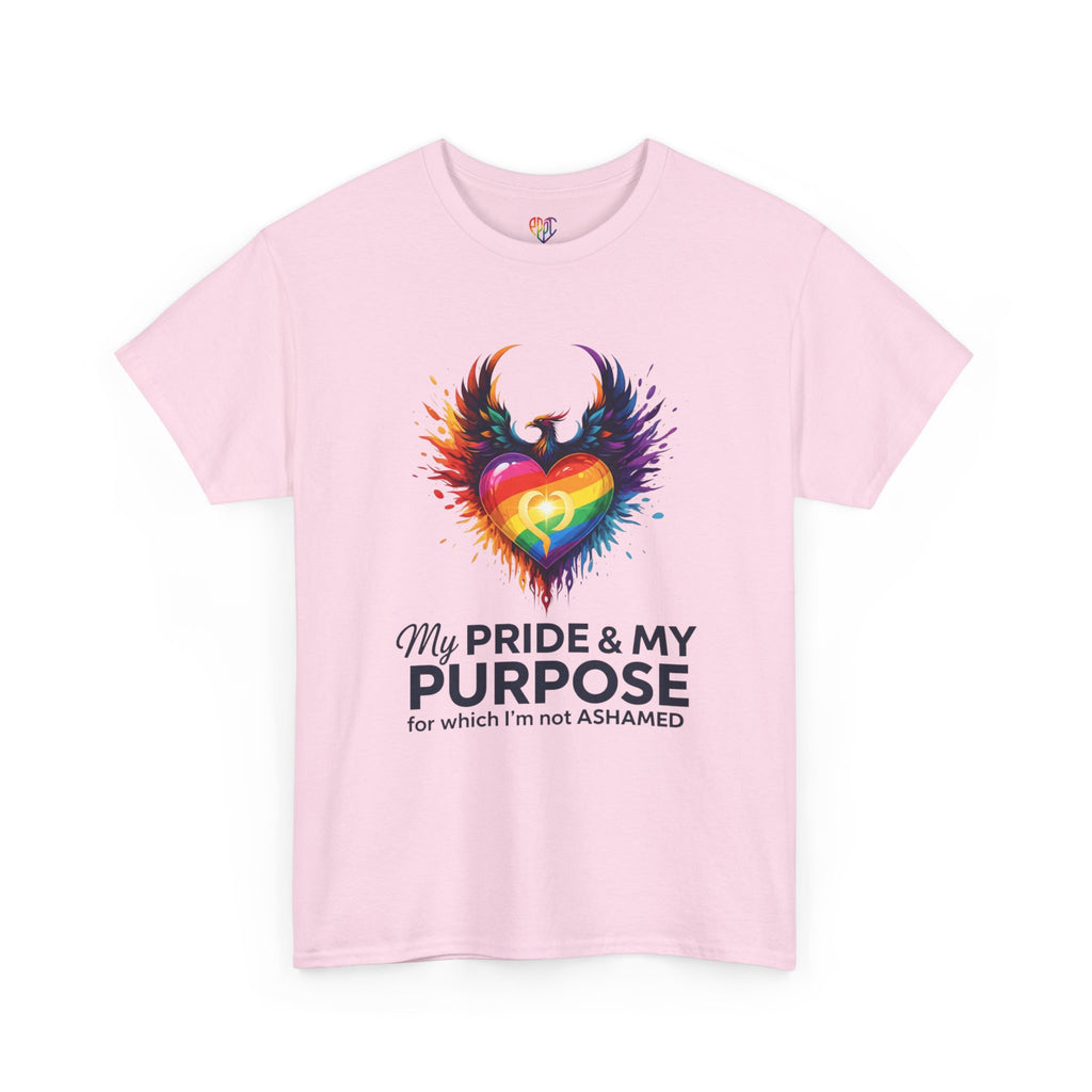 My Pride & My Purpose™ Phoenix Heart Heavy Cotton T-Shirt | LGBTQ+ Pride