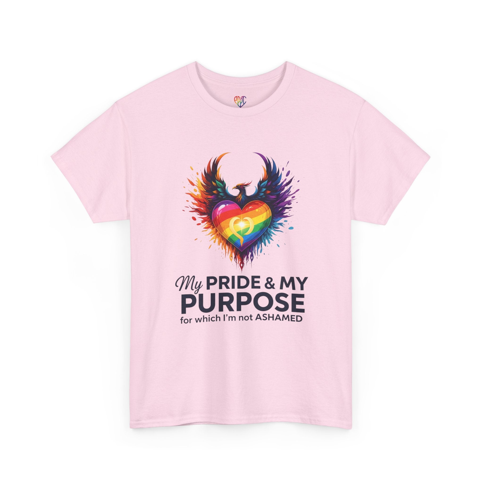 My Pride & My Purpose™ Phoenix Heart Heavy Cotton T-Shirt | LGBTQ+ Pride