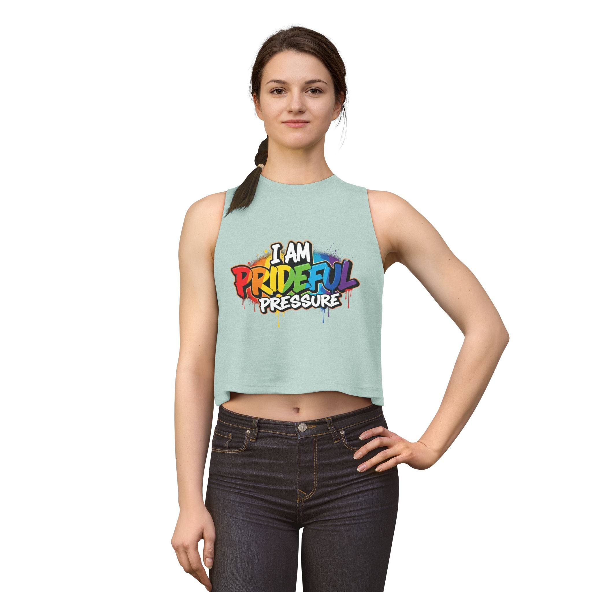 I Am Prideful Pressure™ Women's Festival Crop Tank | LGBTQ+ Pride Apparel