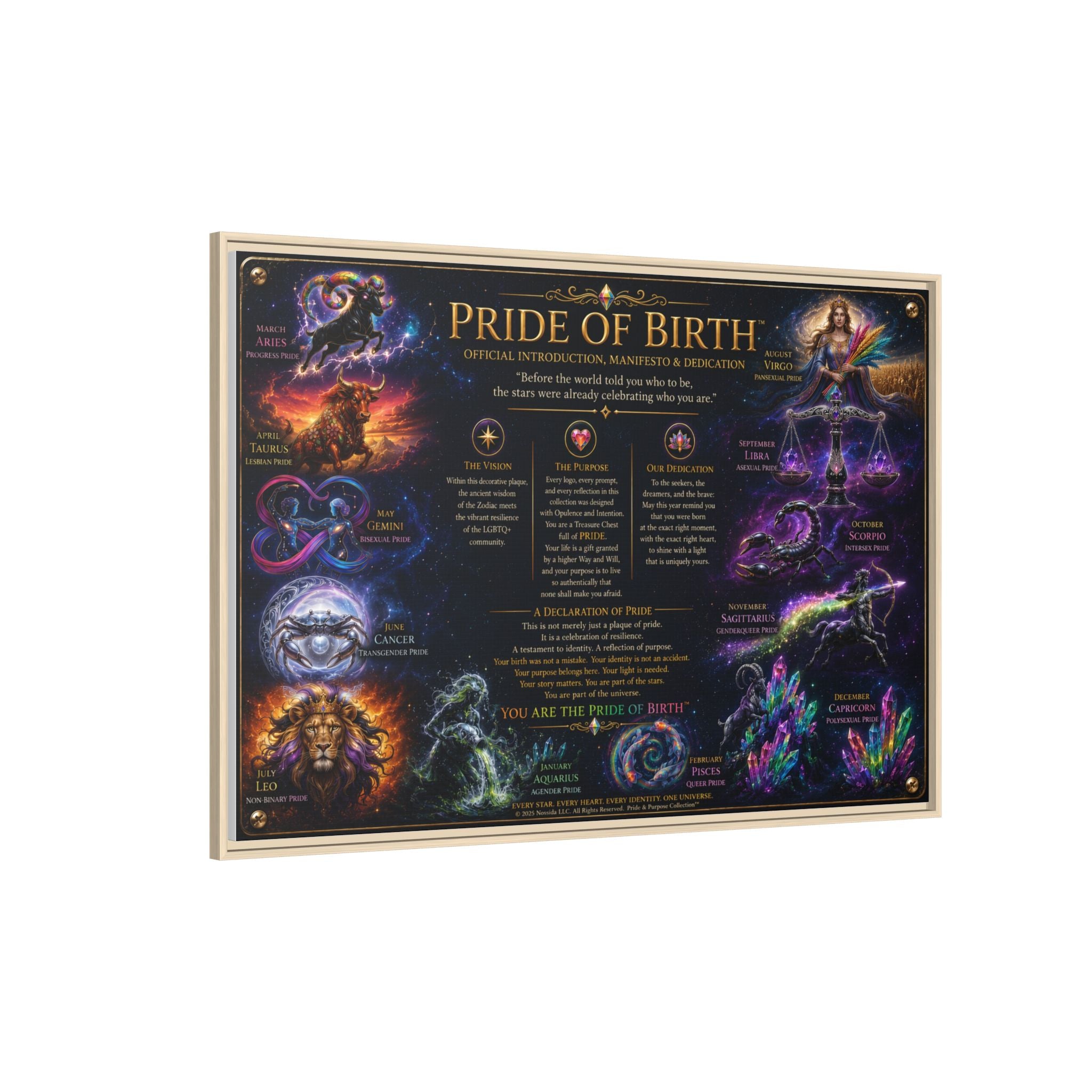 "Pride of Birth™ – Signature Legacy Canvas"™  Matte Canvas Framed Art