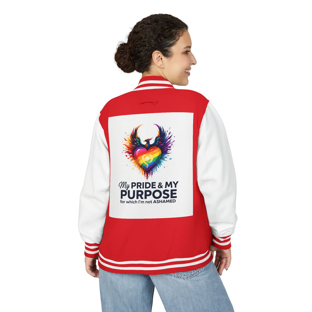 My Pride & My Purpose™ Premium Varsity Jacket | LGBTQ+ Pride Apparel