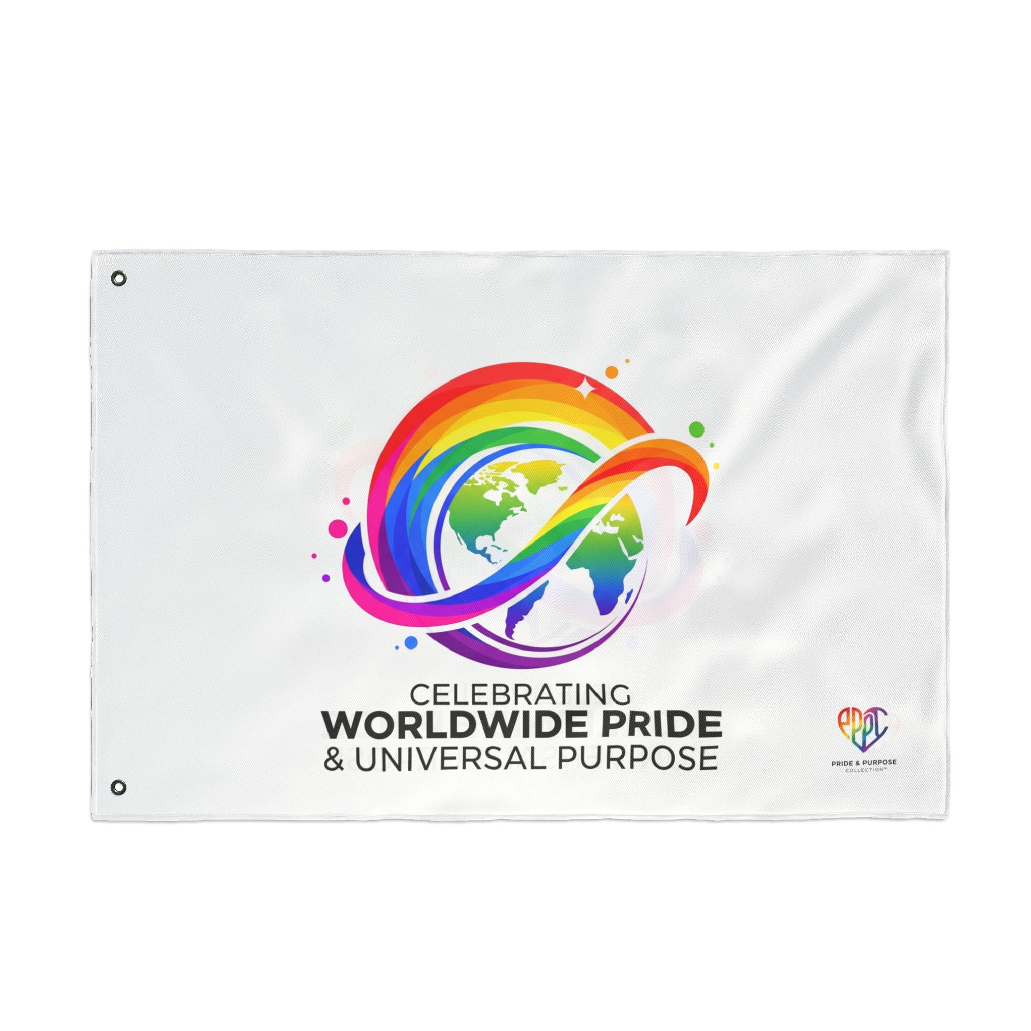 Celebrating Worldwide Pride & Universal Purpose™ Premium House Flag | Pride Affirmation