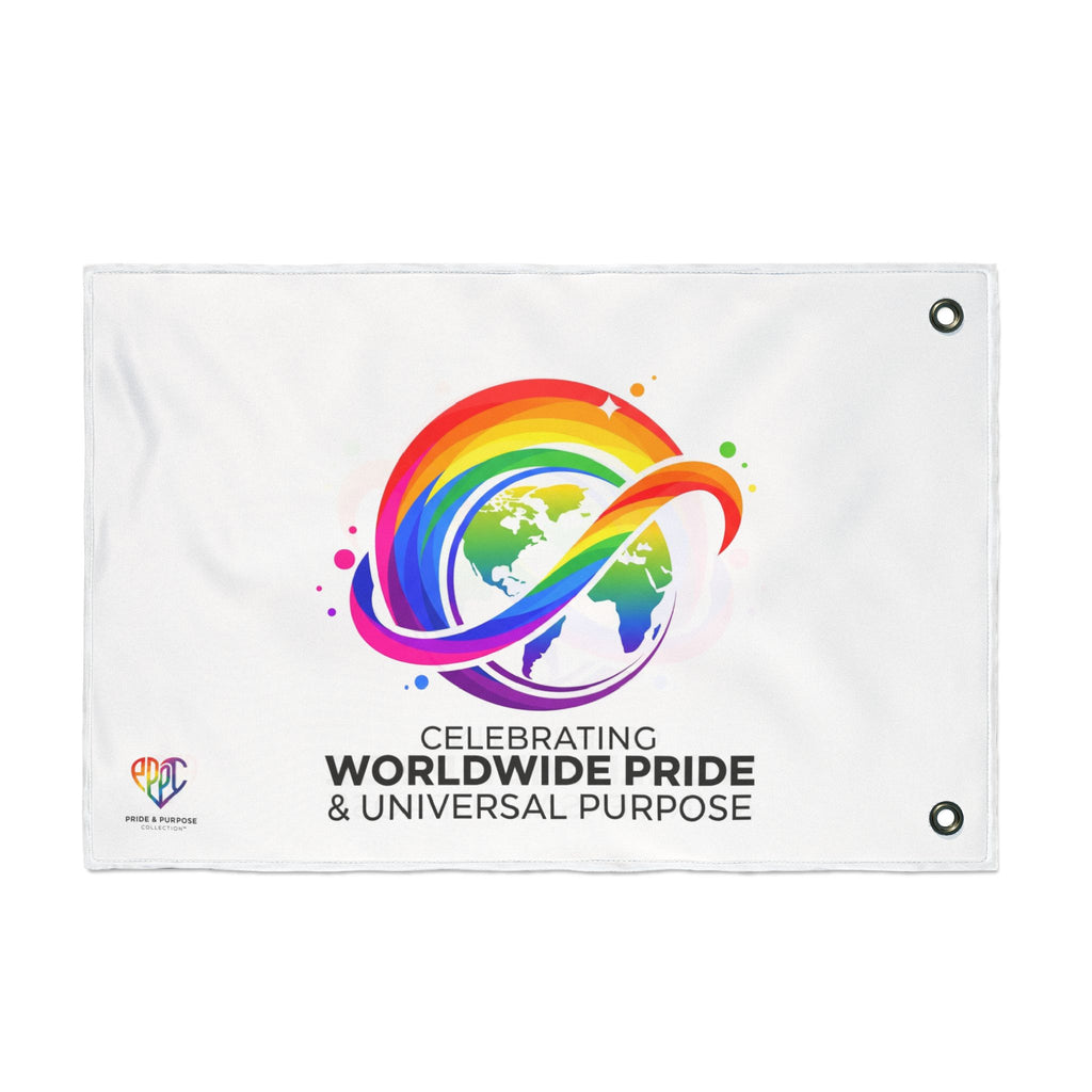 Celebrating Worldwide Pride & Universal Purpose™ Premium House Flag | Pride Affirmation