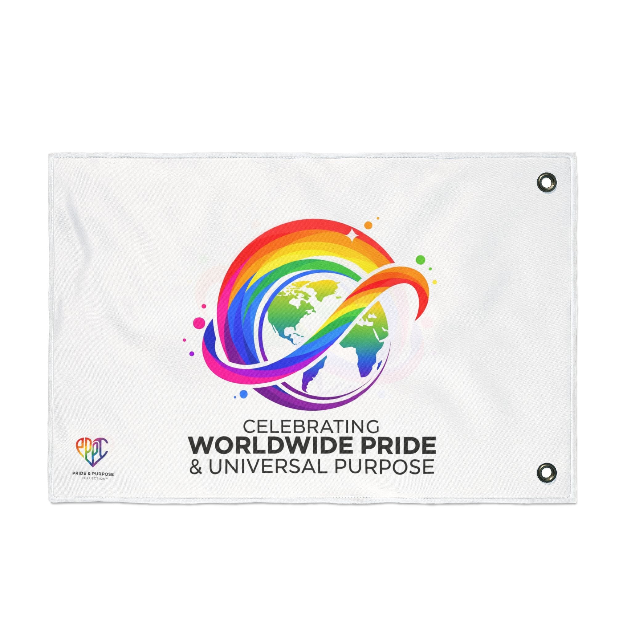 Celebrating Worldwide Pride & Universal Purpose™ Premium House Flag | Pride Affirmation