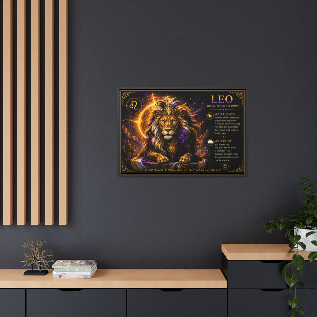 Pride of Birth™ LEO  The Sun Beyond the Binary  Framed Matte Canvas Wall Art