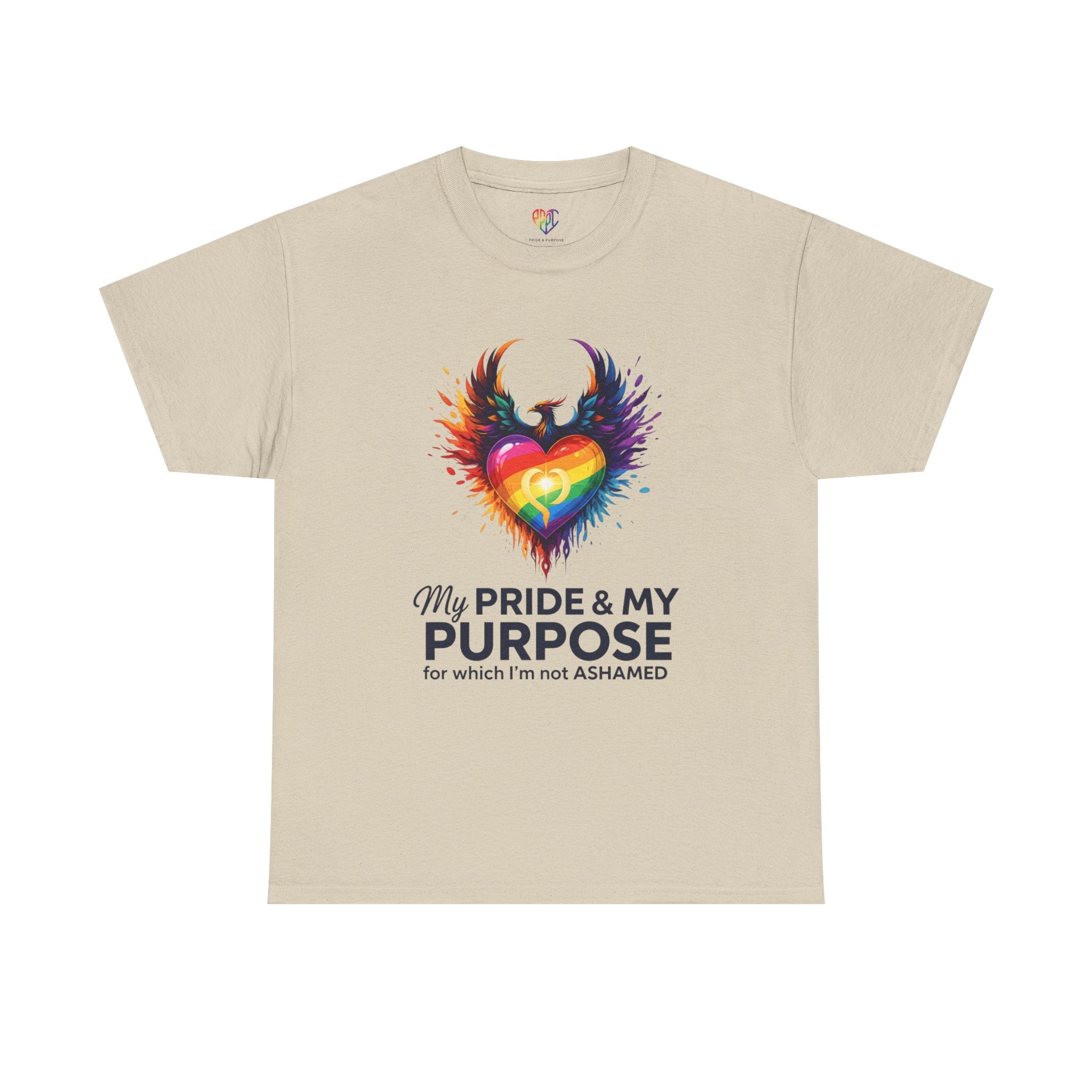 My Pride & My Purpose™ Phoenix Heart Heavy Cotton T-Shirt | LGBTQ+ Pride
