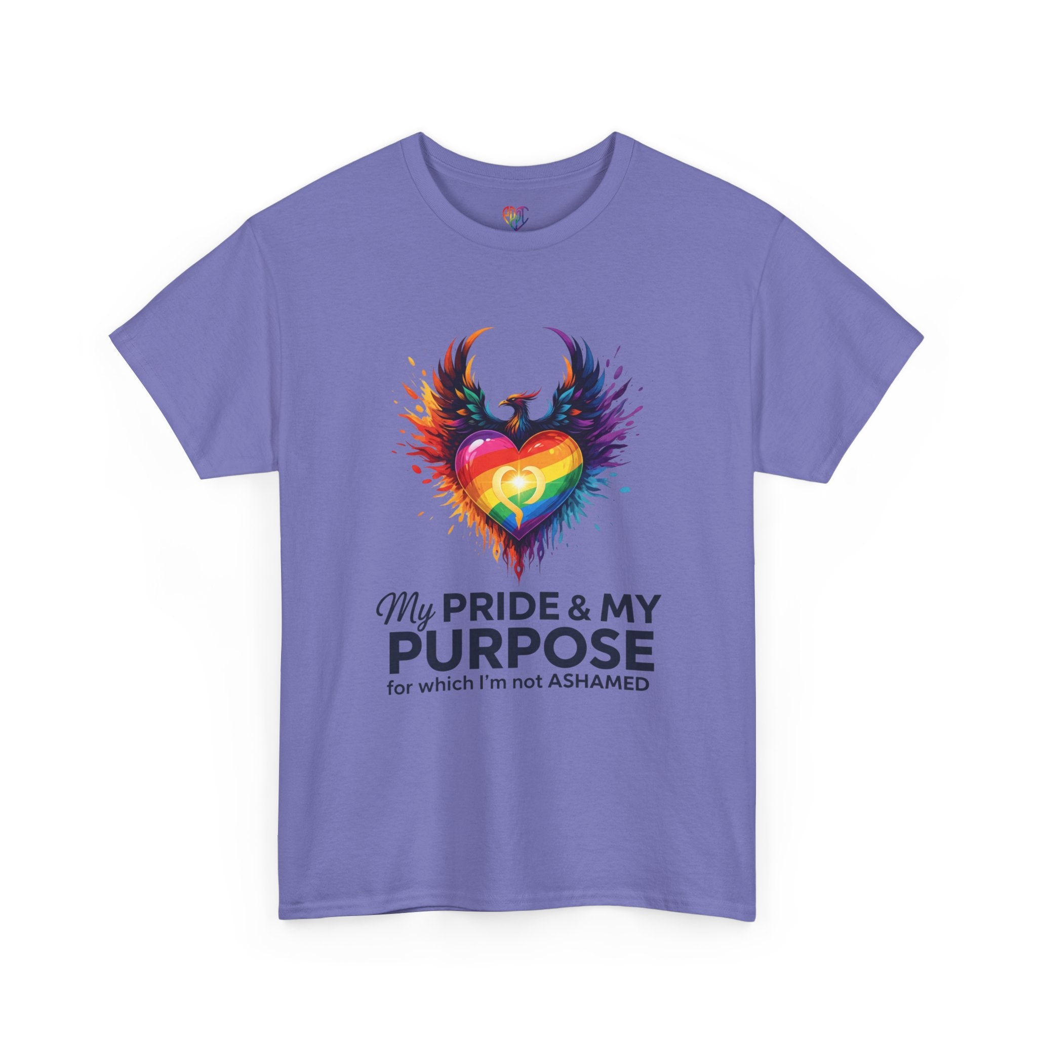 My Pride & My Purpose™ Phoenix Heart Heavy Cotton T-Shirt | LGBTQ+ Pride