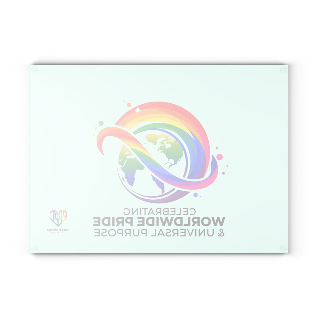 Celebrating Worldwide Pride & Universal Purpose™ Glass Cutting Board | Pride Affirmation